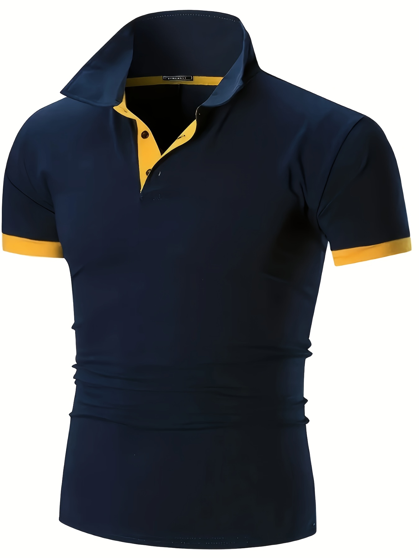 Büyük Beden Erkeklerin Kontrast Renkli Golf Gömleği Moda Rahat Kısa Kollu Gömlek Yaz İçin, Erkek Giyim