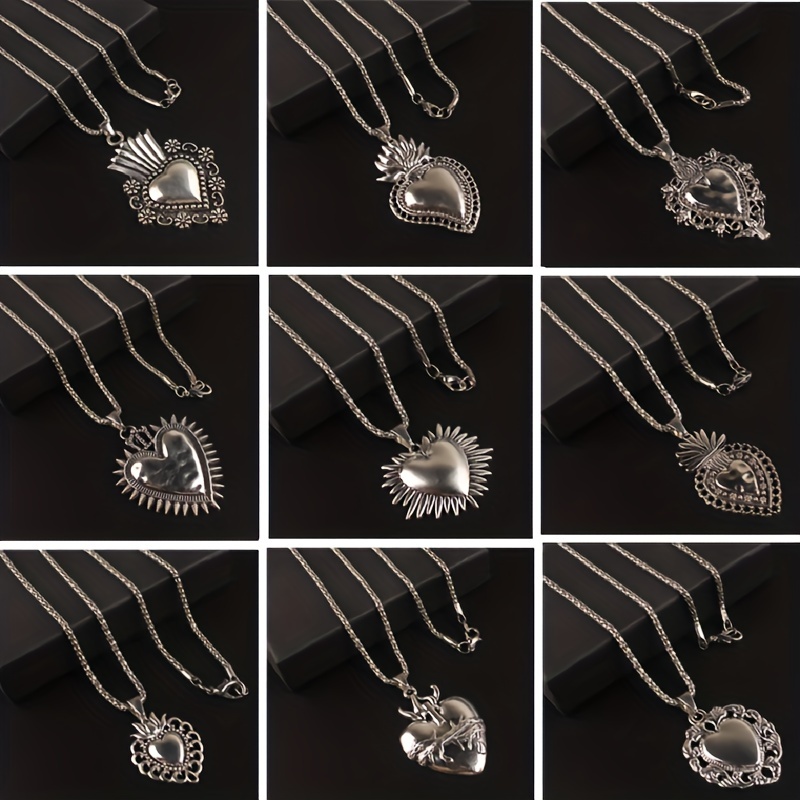 Silver Plated Heart Charm Vintage Hollow Pendant For Jewelry - Temu