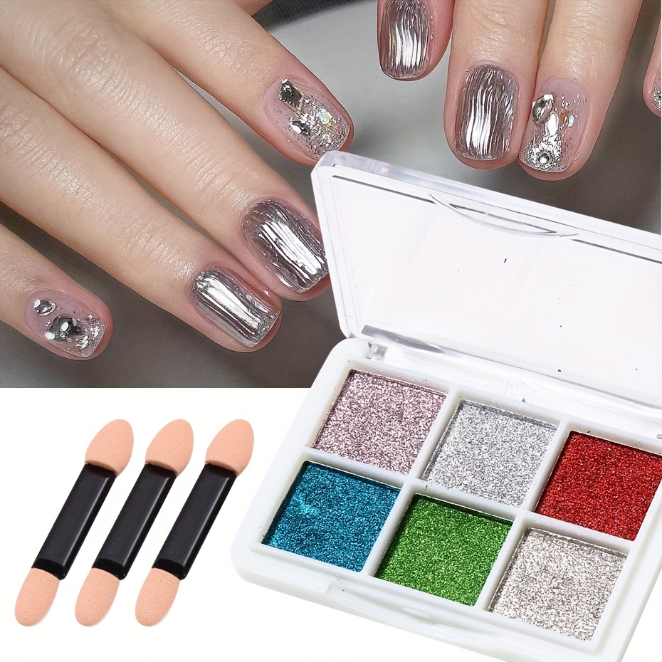 Holographic Laser Chrome Nail Powder Solid Red Silver - Temu