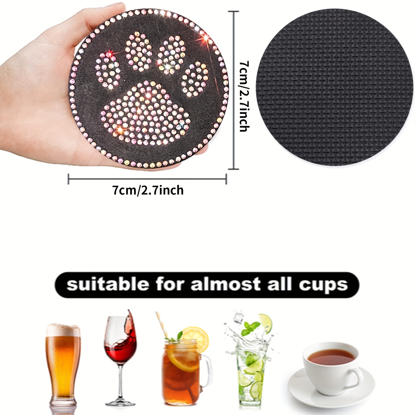 Crystal Car Coaster Central Control Water Cup Groove Mat - Temu