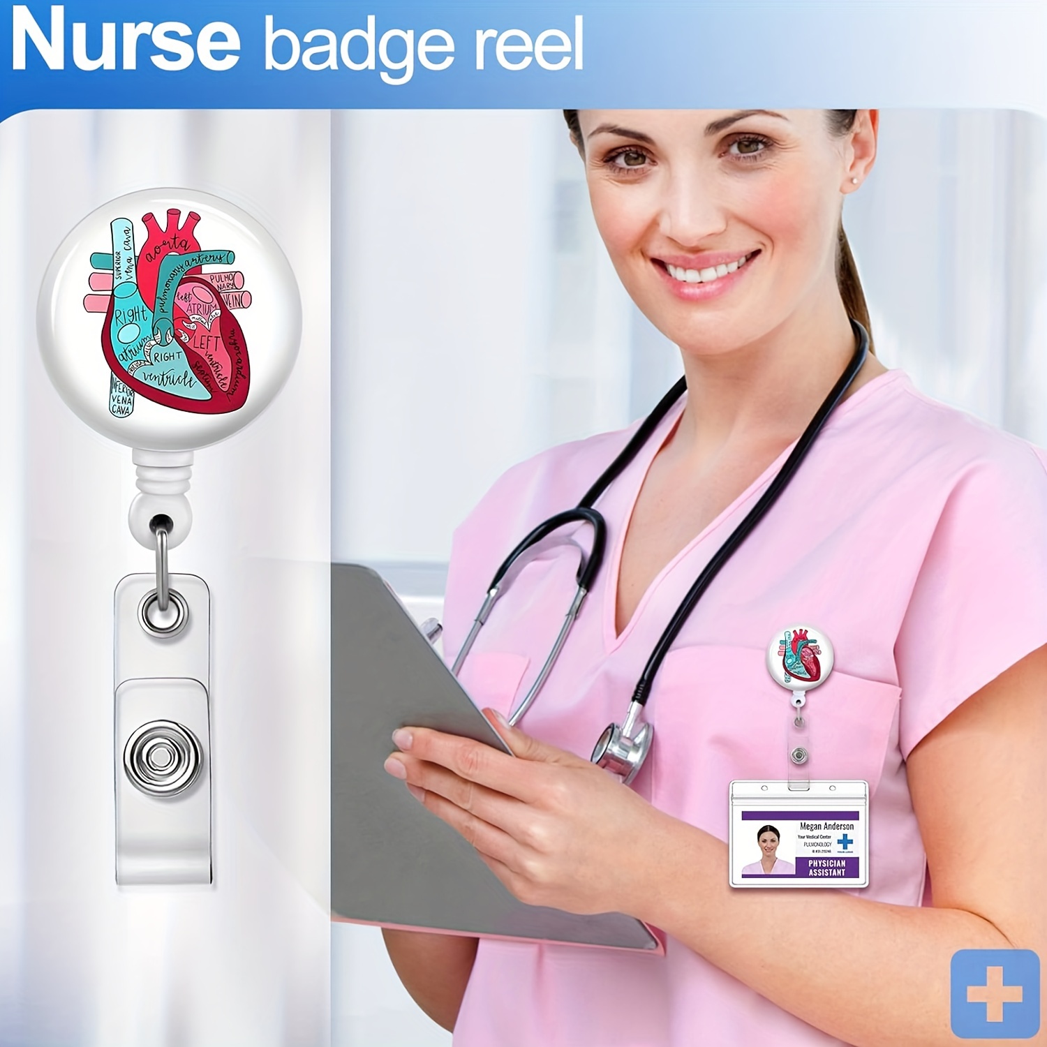 3pcs Nurse Badge Reel Retractable Badge Holders Brain Heart Lung ID Badge  Reel Cute