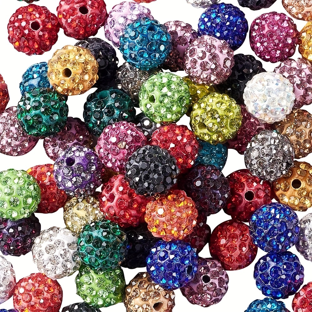 Feildoo 10pcs Crystal Rhinestone Pave Disco Ball Beads, 16mm Polymer Clay Bead Compatible with Shamballa All Other Jewelry Making, Gradient Color Red