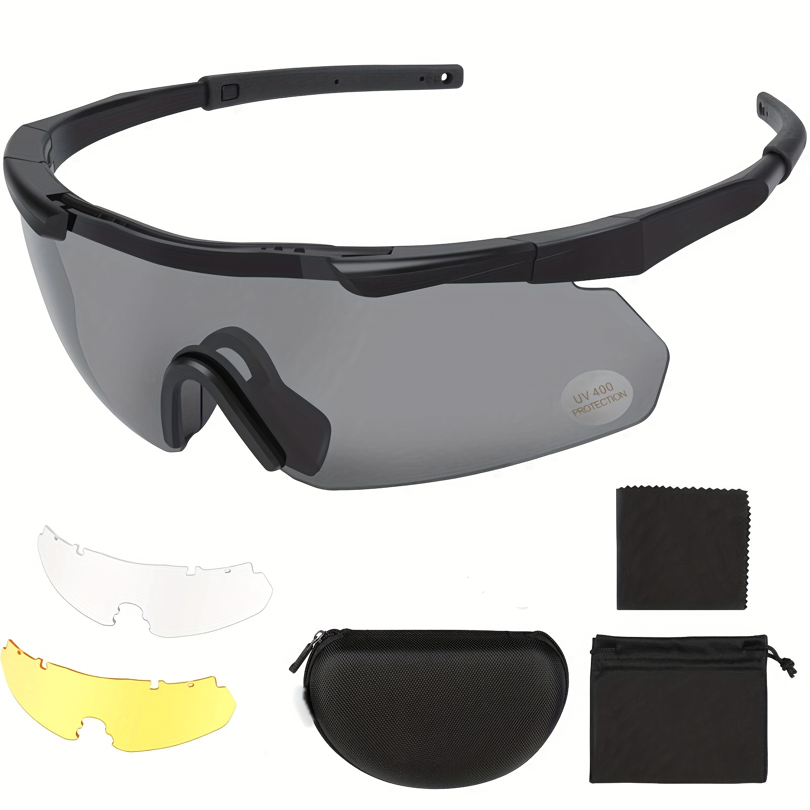 Gafas tácticas Airsoft – Gafas de seguridad militares, protección ocular  militar, gafas de caza para disparar, 3 lentes múltiples intercambiables y