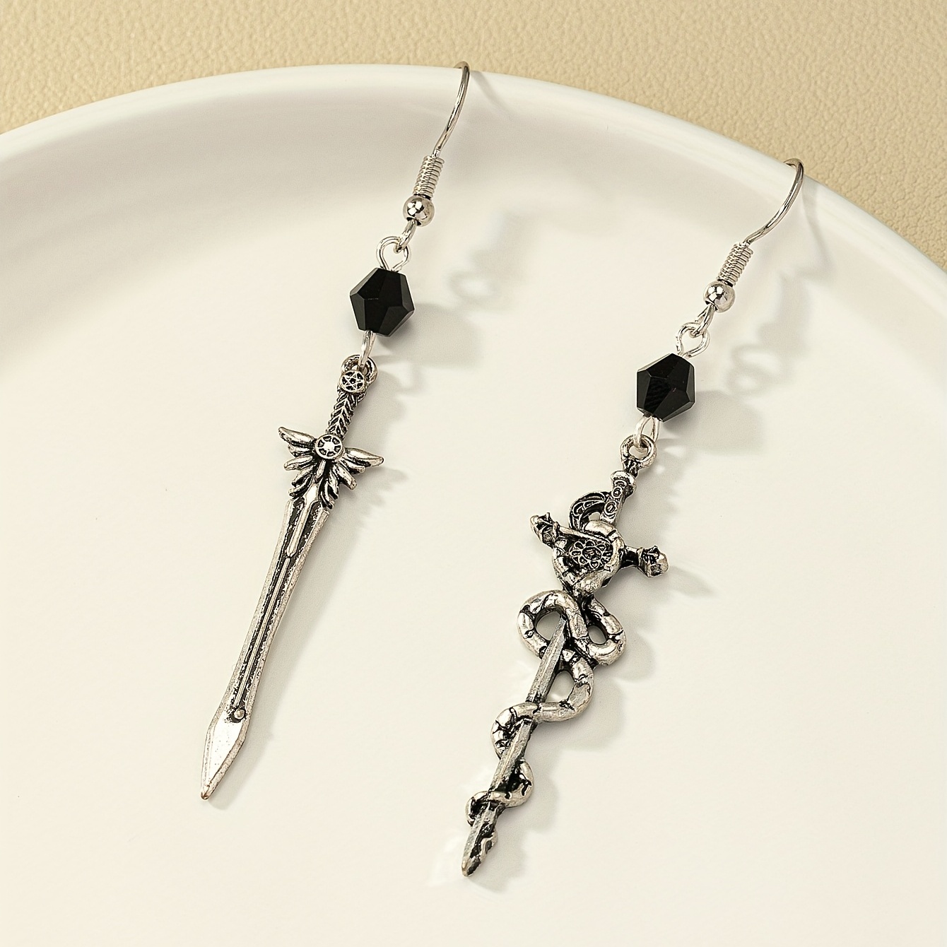 Halloween Gothic Dark Pentagram Snake Wrap Earrings, Creative Gift