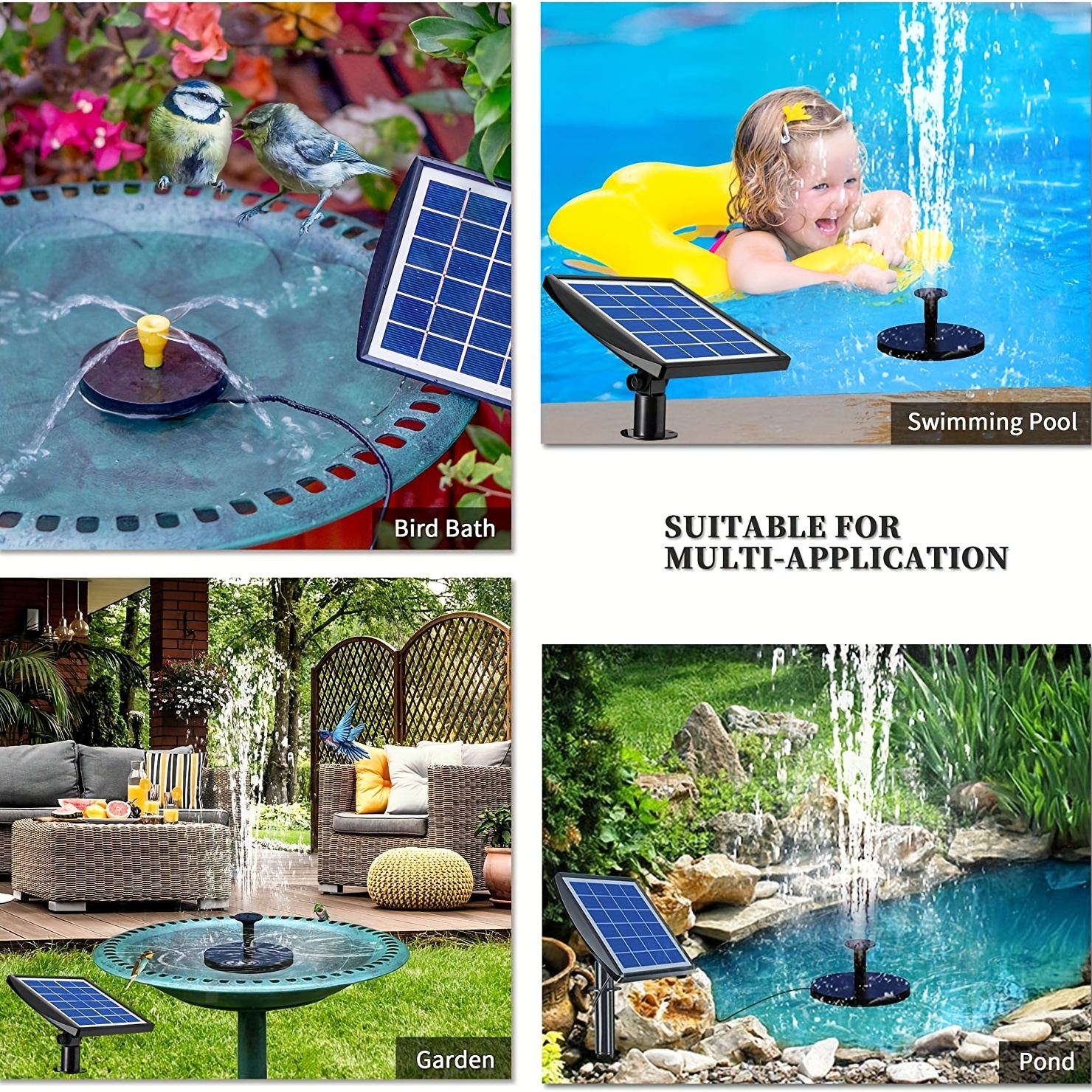 Fontaine solaire 2,5 W pour jardin - Pompe à eau solaire avec lumières LED  - Fontaine flottante solaire circulaire avec 7 A324