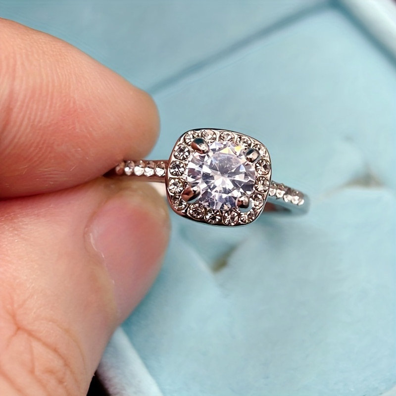 Elegant Promise Ring 14k Plated Inlaid Rhinestone Classic - Temu Canada