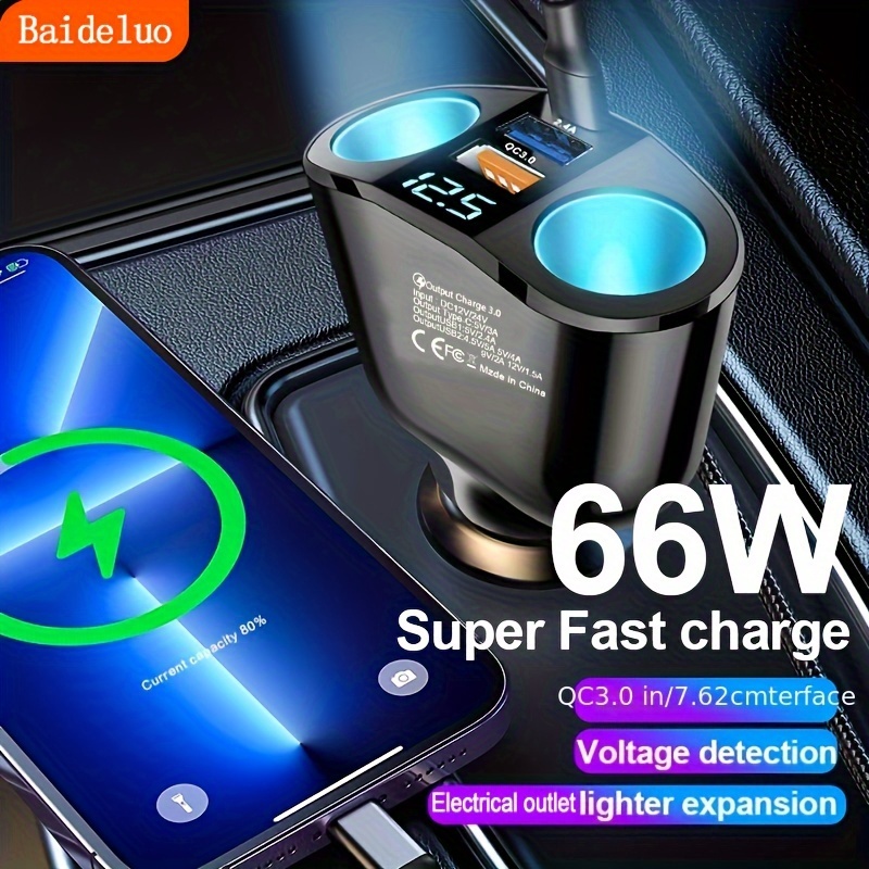  SUNDAREE Car Charger with Plug Outlet, 51W USB Car Charger Fast  Charging, PD PPS QC 3.0 USB Cigarette Lighter Charger for iPhone and  Samsung and More - Black : Cell Phones
