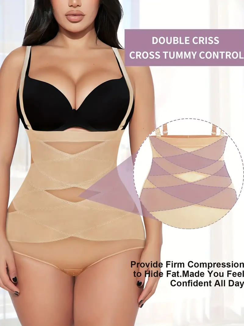 Contrast Mesh Shaping Panties Tummy Control Compression - Temu
