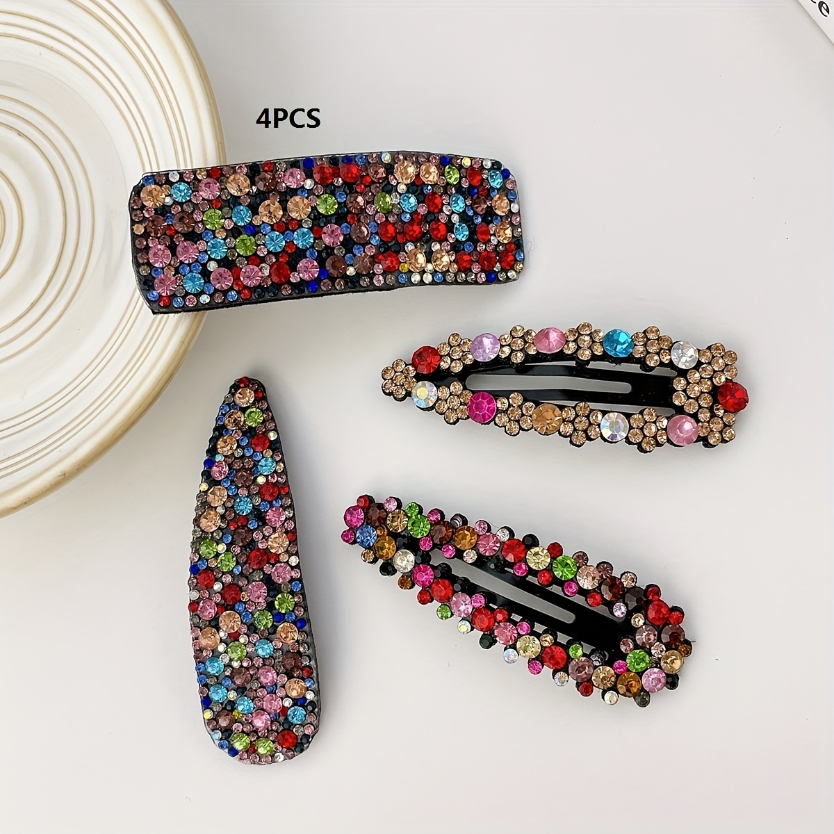 A Set Of 4 Rhinestone Heavy-duty, Versatile Bb Hair Clips