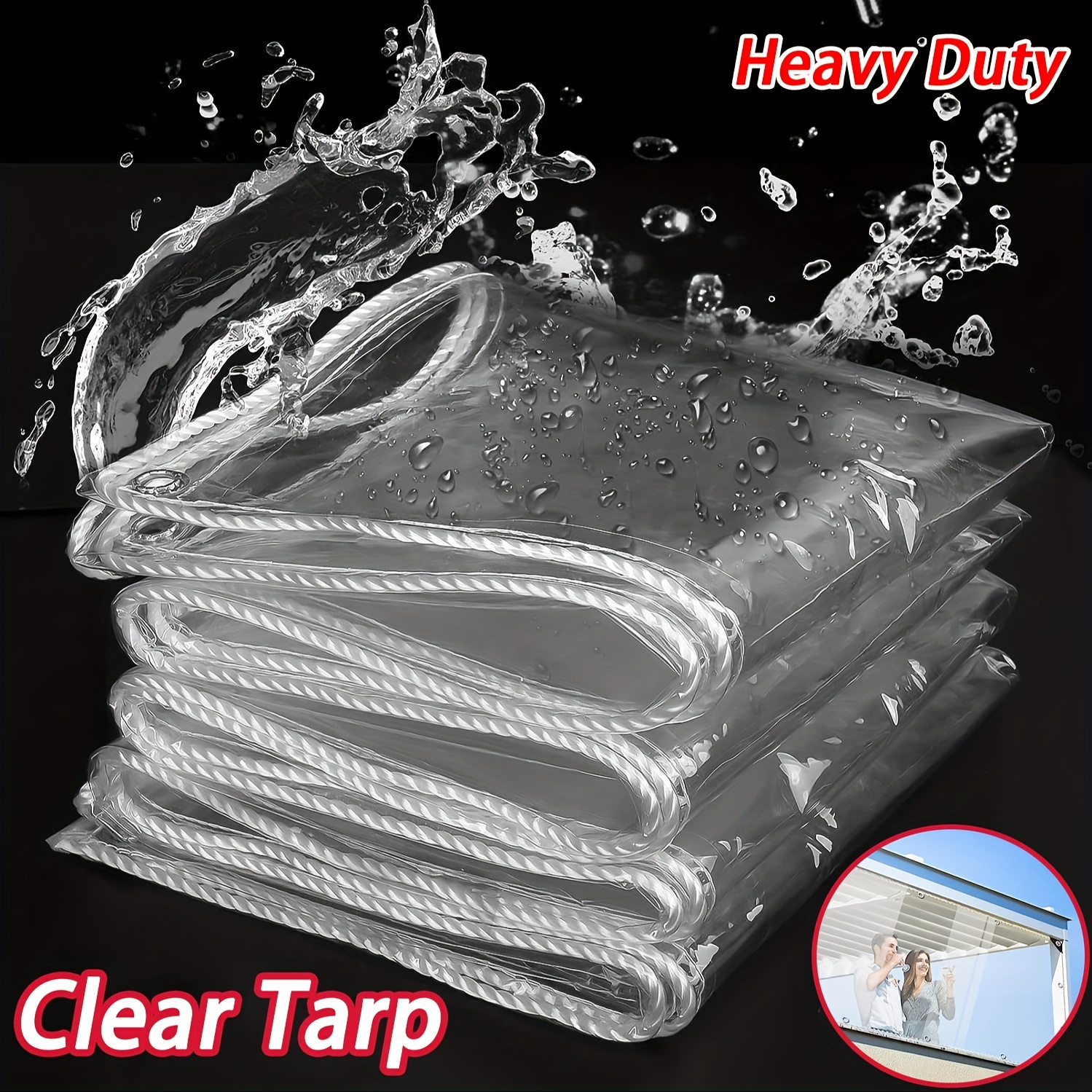 Transparent Tarp Rain Wind Dust Proof Large Size Clear Pvc Temu