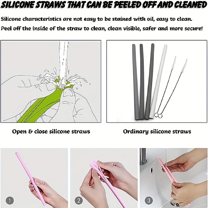 Straw, Reusable Silicone Straws, Openable Straw For Cleaning