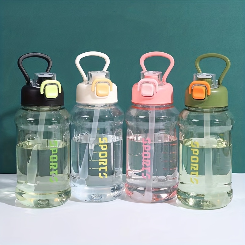 1500ml Water Bottles Large Capacity Plastic Clear Sports Drink Bottle Gym  Fitness Ton Cup With Portable Handle And Rope 