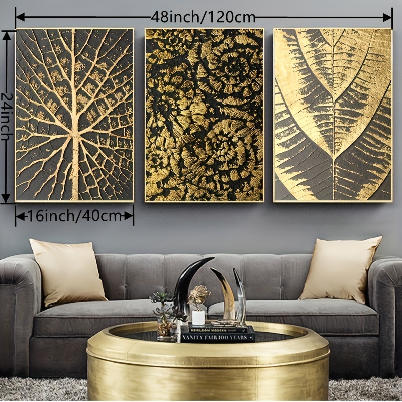 Golden Art Abstract Tree Leaf Wall Art Perfect Living Room - Temu