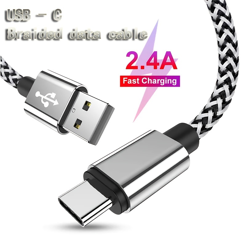 Cable de carga rápida USB tipo C, paquete de 2 [3 pies + 6 pies] de nailon  trenzado tipo C 3A, cable de carga inteligente súper rápida para Samsung