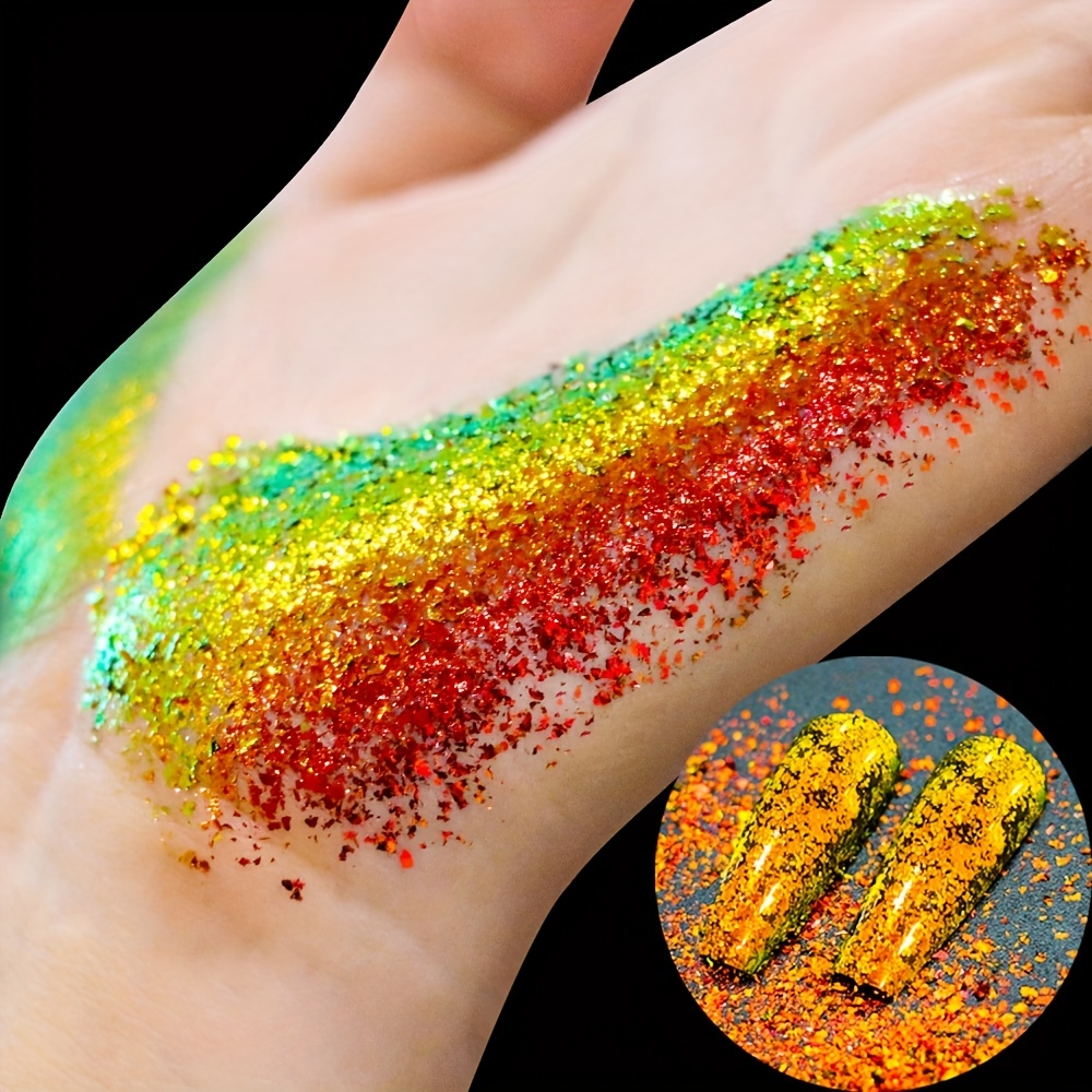 5 Jars Colorful Nail Confetti Powder Chameleon Flakes - Temu