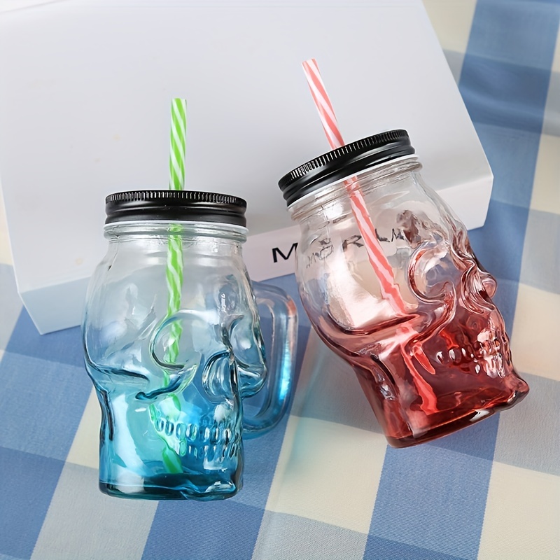 Halloween Drinking Glass With Lid And Straw Can Shaped - Temu