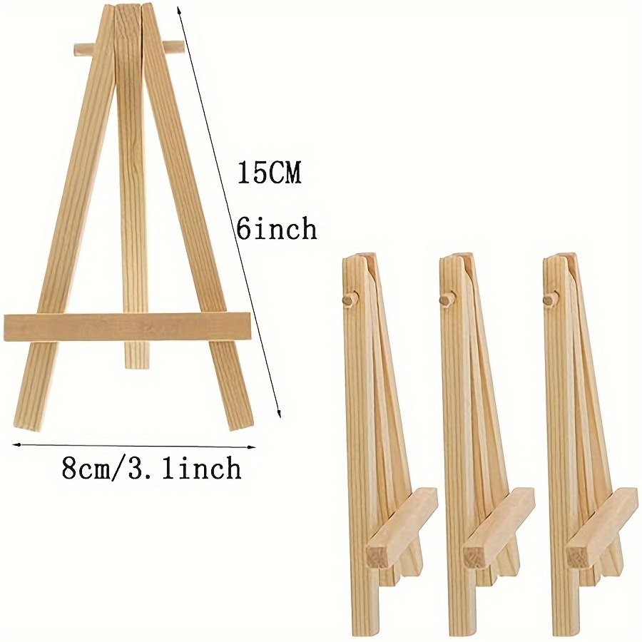 12 Pack 5 Inch Mini Wood Display Easel Natural Wooden Tripod Holder Stand  For Displaying Small Canv