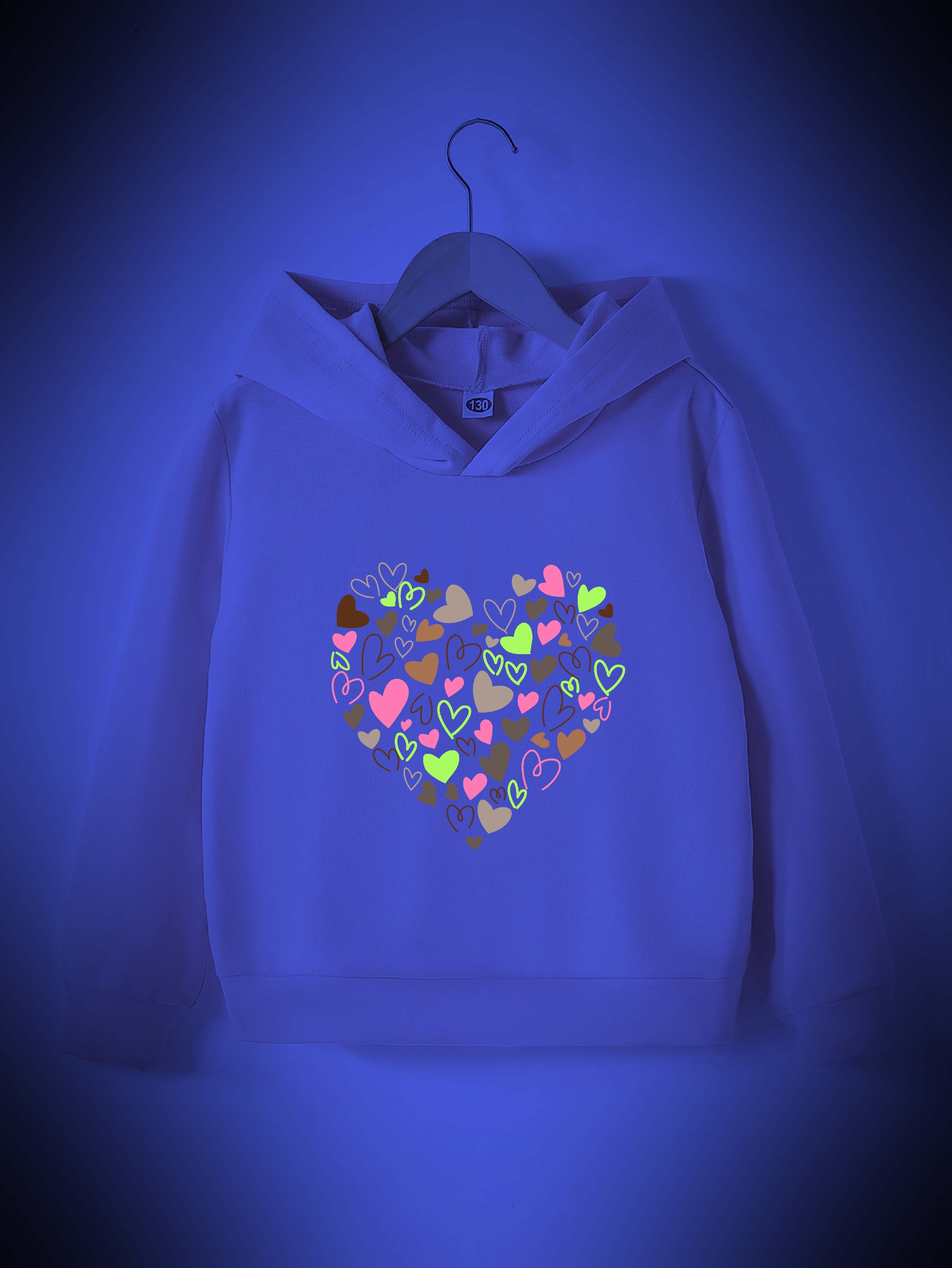 Sudadera Capucha Ni as Corazones Ditsy Brillan En Oscuridad Temu