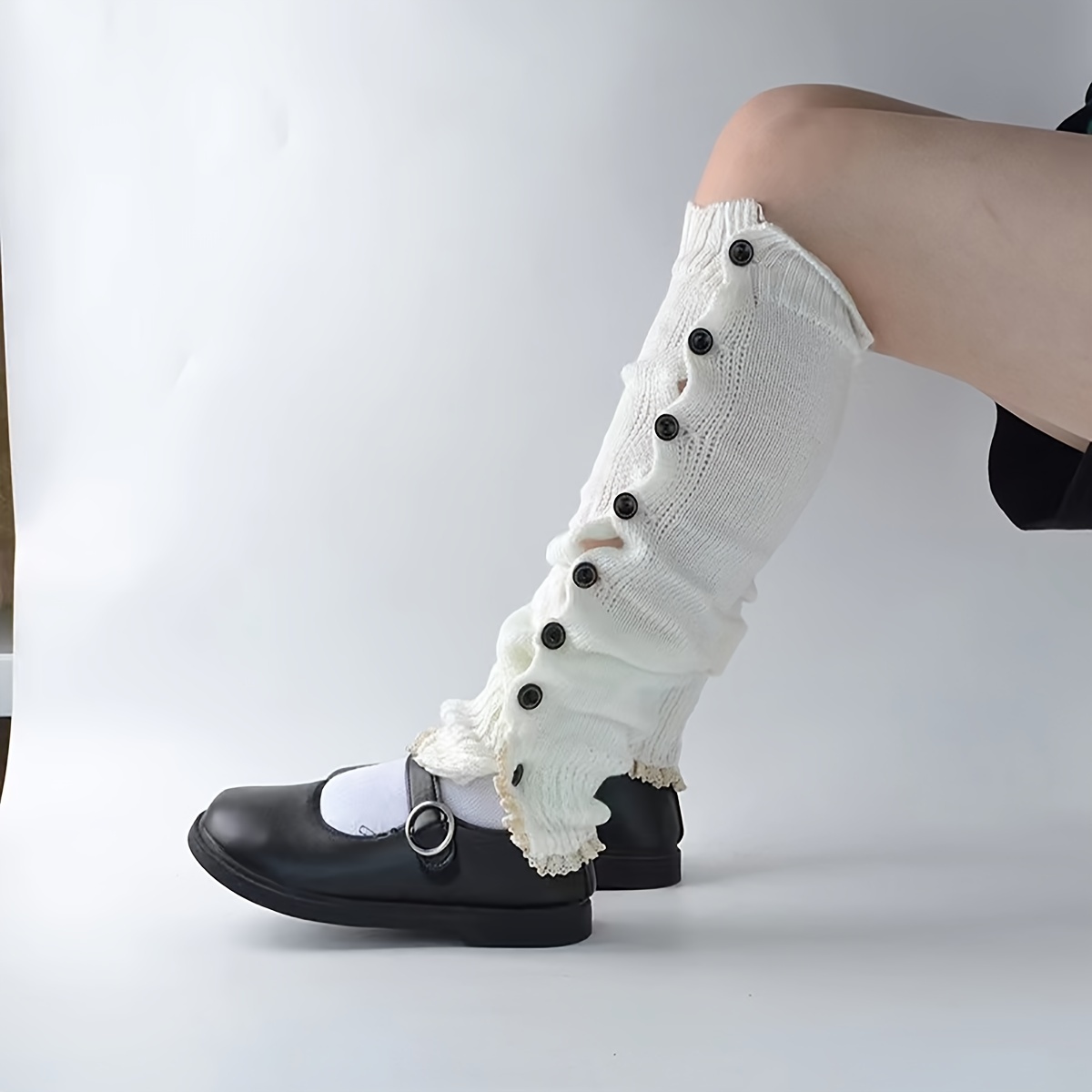 Women Ankle Leg Warmer Long Socks Cosplay Knit Boot Cuff Students