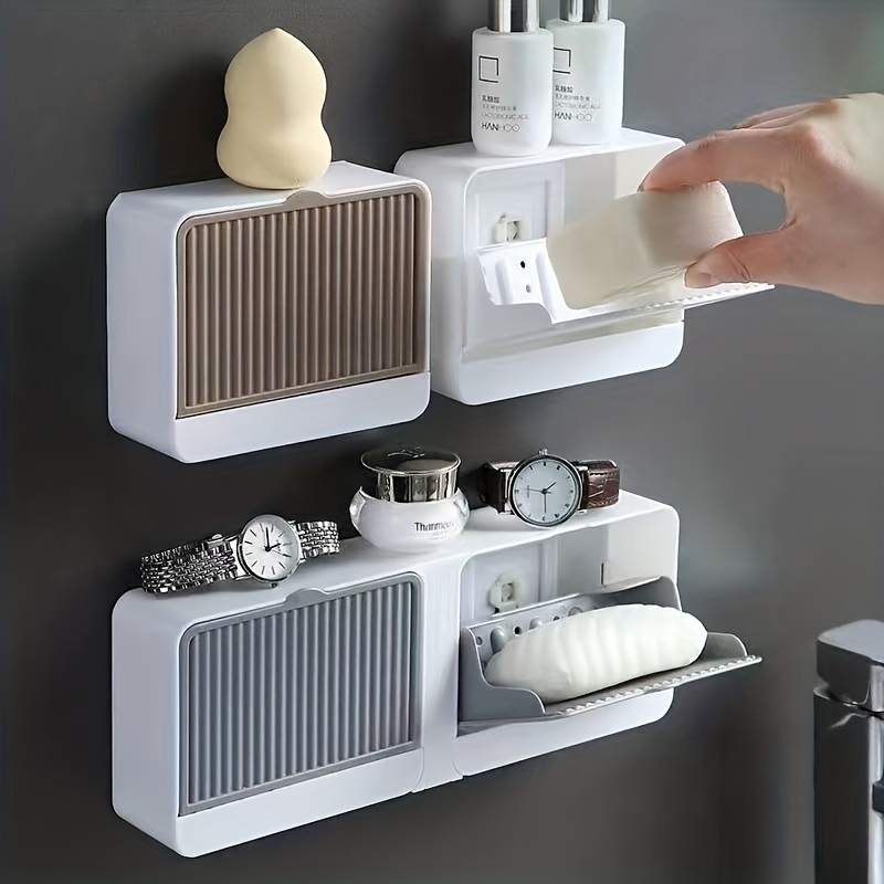 2 soportes de jabón de plástico para drenaje, soporte de jabón de ducha  montado en la pared de la ducha, bandeja de jabón autodrenante para pared  de