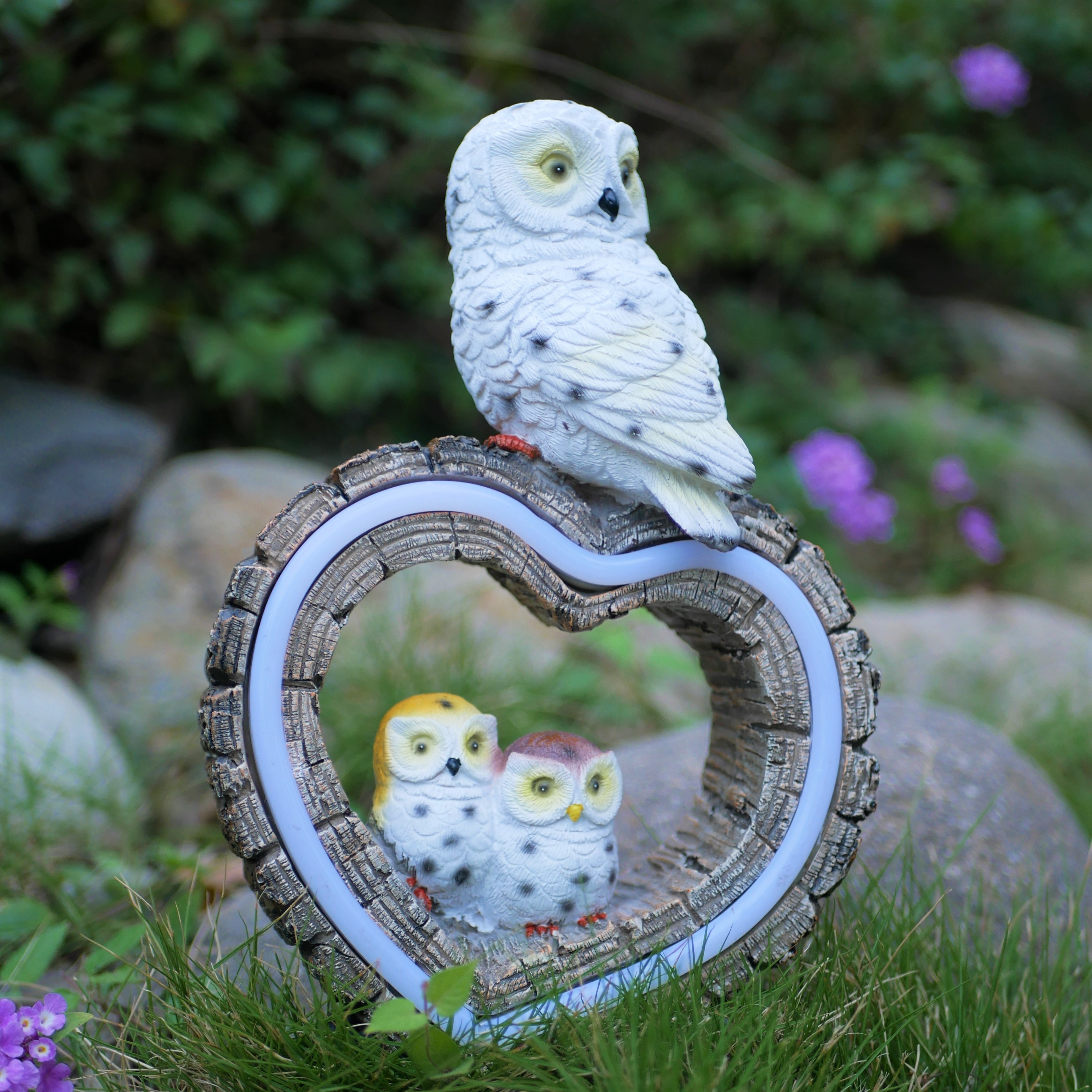 Solar Resin Owl Love Decorative Light Animal Garden - Temu