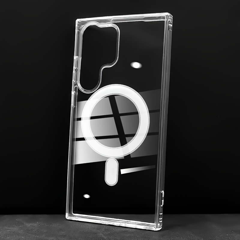 TEMU Phone Case: Luxury Transparent Magnetic Phone Case For Galaxy S22 S23 S24 S25 Clear Magnetic Wireless Charging Shockproof Back Men Women Cover