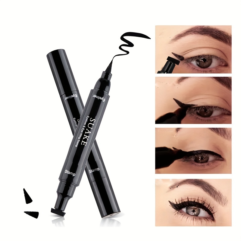 Waterproof Double-sided Eyeliner Pen Triangle Seal Black Quick-drying Liquid  Eyeliner - Wishupon