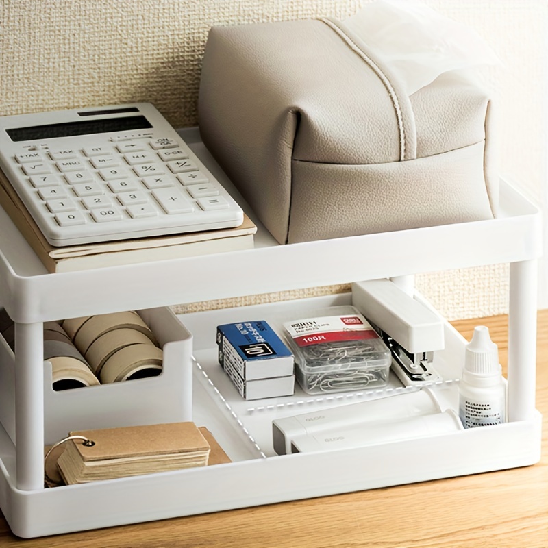 1pc Double Layer Desk Organizer Shelf For Stationery And Office Supplies,  Ins Style File Rack