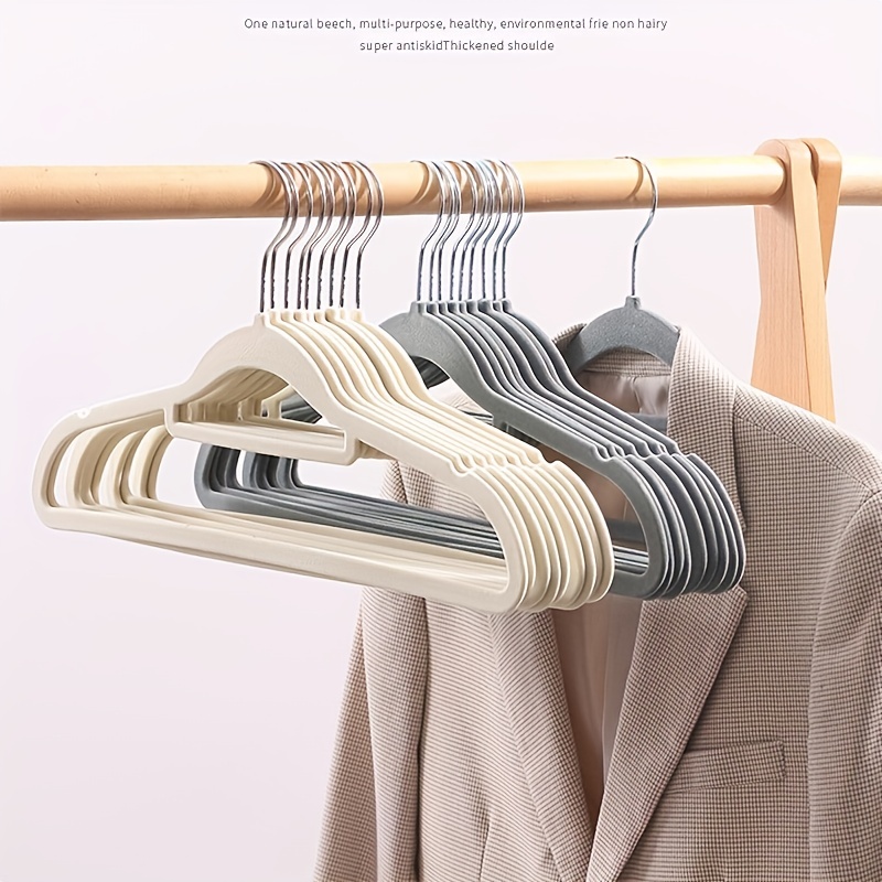 5pcs/10pcs Anti-slip Velvet Clothes Hangers For Wet/dry Clothes Storage,  Non-trace Hooks Swivel Closet Organizer