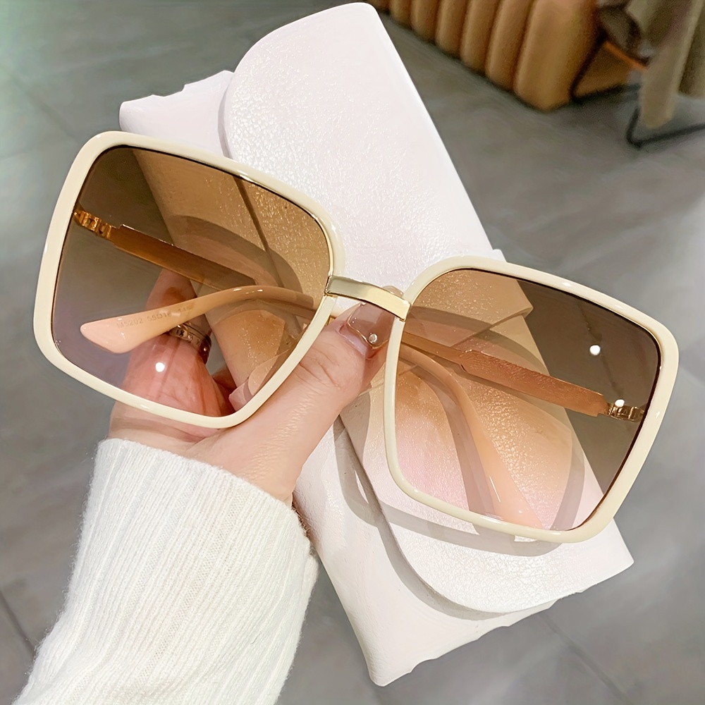 Oversized Square Frame Sunglasses For Women Men Y2k Gradient Lens Glasses  Vintage Casual Style Eyewear With Glasses Case - Temu
