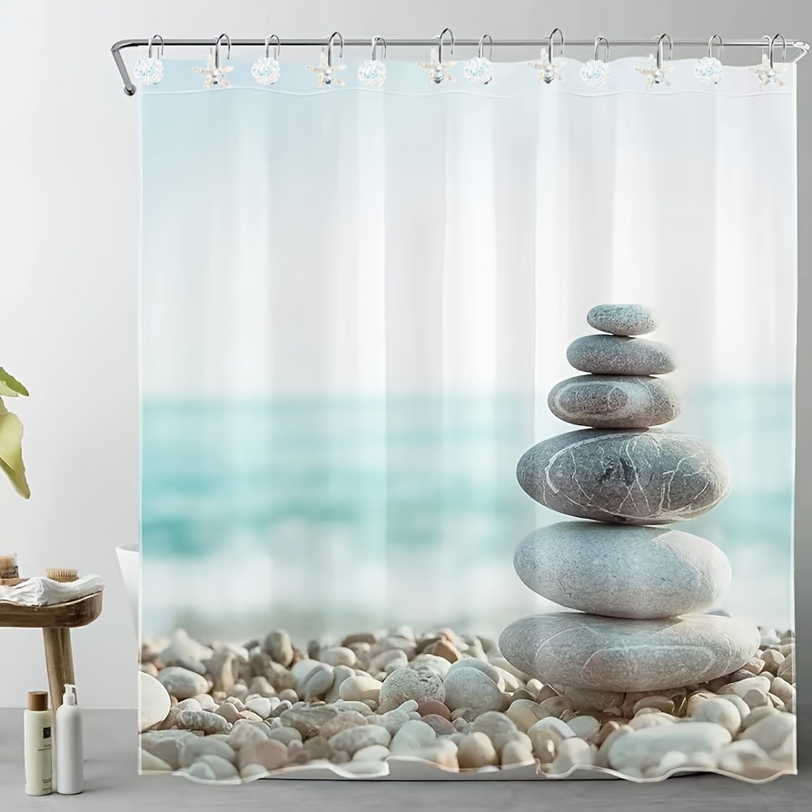 Shower Curtain Hook Starfish Shell Blue White Decorative - Temu