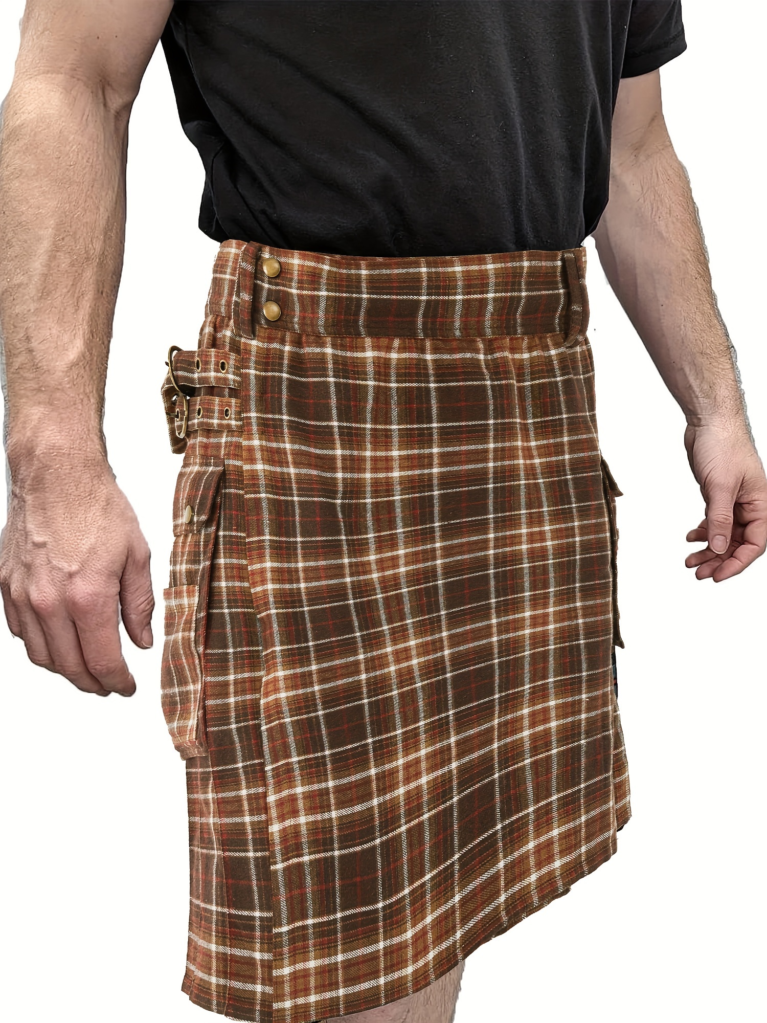 Hombres Plaid Pleated Kilt Escocés Holiday Short Kilt Traje - Temu