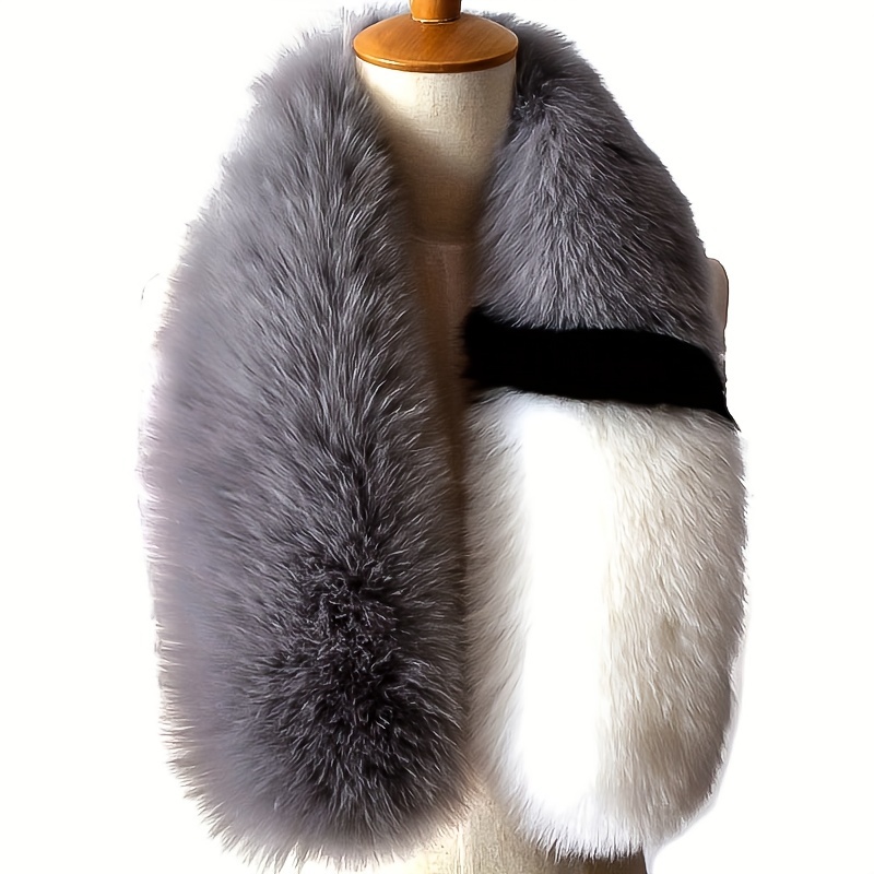 Faux Fox Fur Collar Scarf Solid Color Soft Plush Shawl Women's