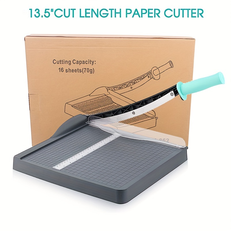 Paper Cutter, 12 Cut Length Guillotine Trimmer, Paper Cutting Board with  16 Sheet Capacity Paper, Paper Slicer with Safety Guard and Blade Lock for
