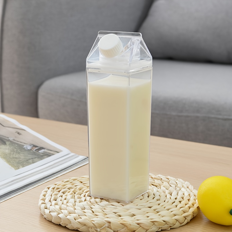 Milk Carton Water Bottle 17oz (500mL) Plastic Clear Square Milk