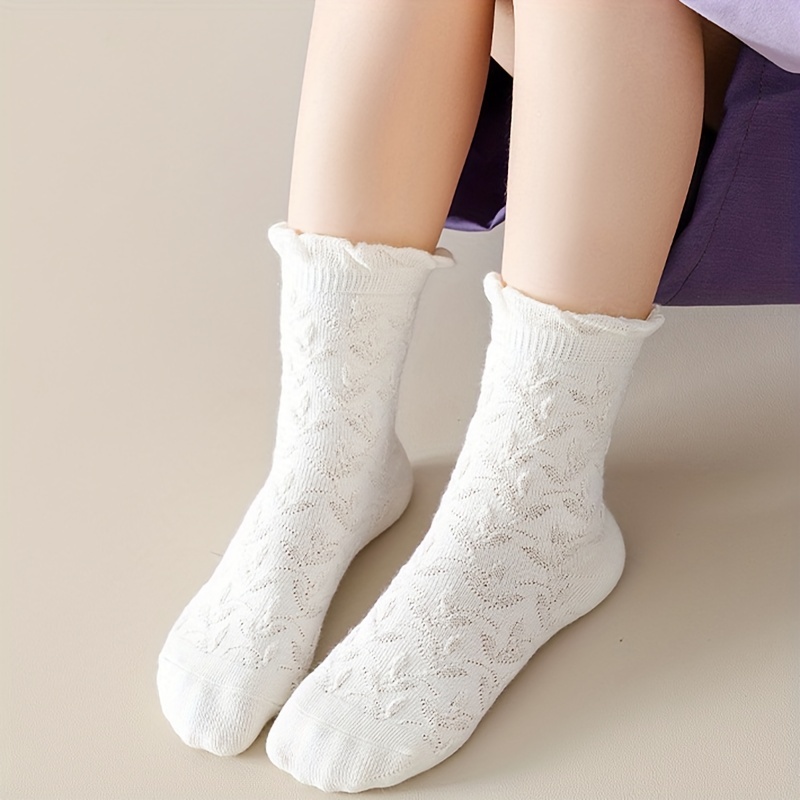 Girl's Rose sweet Heart Pattern Knitted Socks Comfy - Temu