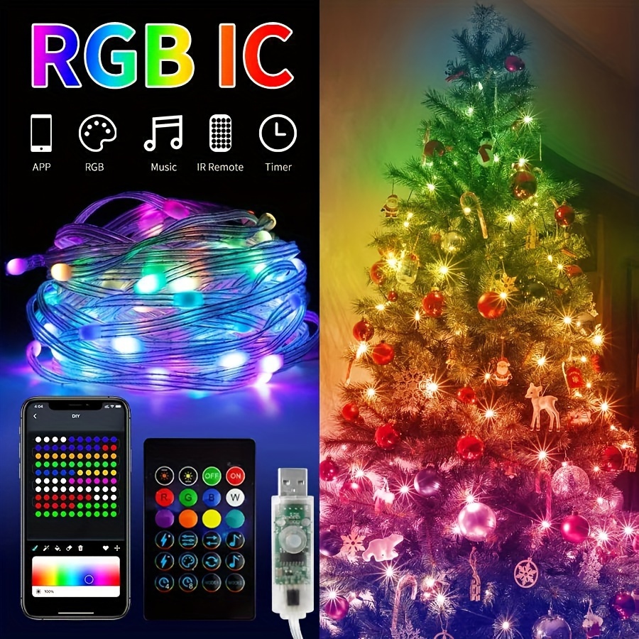 Christmas Lights String BT Music WS2812B RGBIC Lighting Party