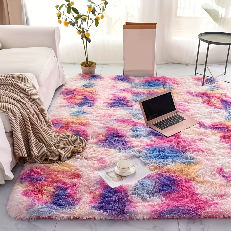  DweIke - Alfombras esponjosas para dormitorio, sala de estar,  alfombras de interior de 4 x 6 pies, alfombras de felpa teñidas anudadas,  color gris azulado : Hogar y Cocina