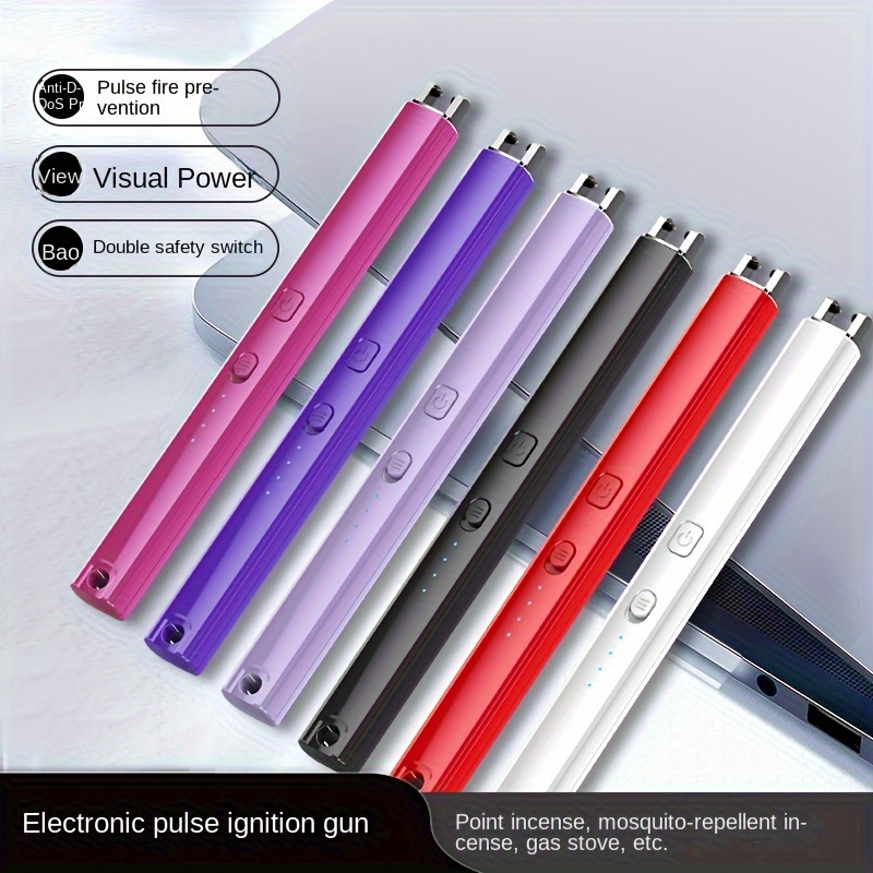 Durable Arc Plasma Power Display Lighter Pen Gun Windproof Candle Kitchen  Lighters USB Pulse Charging Aromatherapy Cigar Lighter