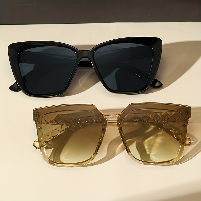 Square Frame Sunglasses Minimalist Solid Glasses Gradient Lens UV400