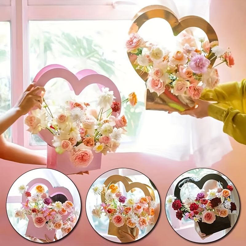  2pcs Box gift box flower bouquet supplies cake box luxury heart  decor bouquet bouquet box cardboard material gift flower box with cover  Wedding Supplies wedding decoration : Health & Household