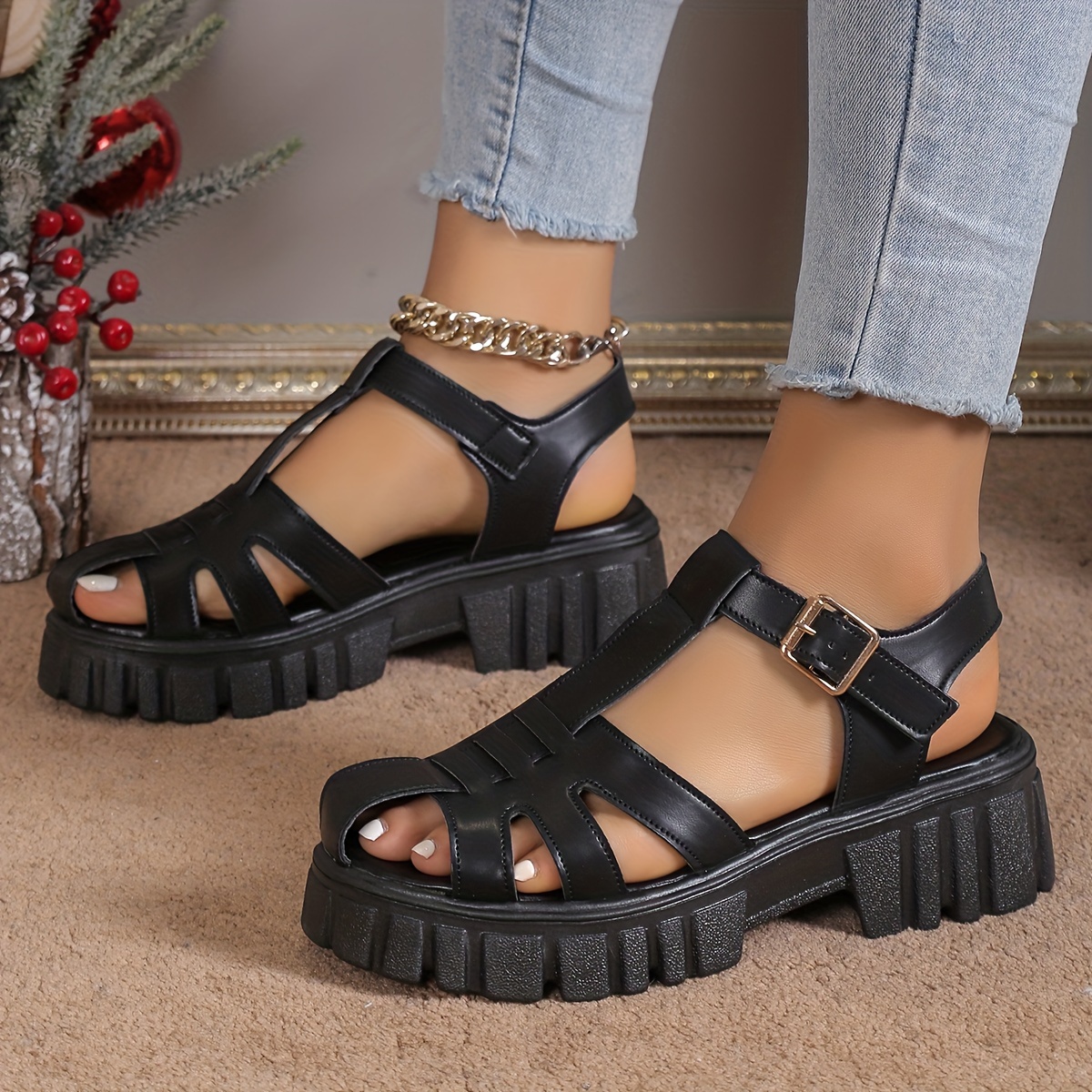 Sandalias Plataforma Mujer Cómodos Zapatos Abiertos Correa - Temu