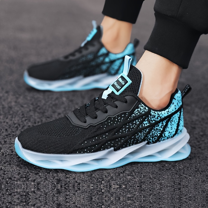 Men's Knit Blade Sneakers, Breathable Shock Absorption Running Shoes,  Lightweight Non-slip Shoes, 2023 Spring New - Temu United Arab Emirates