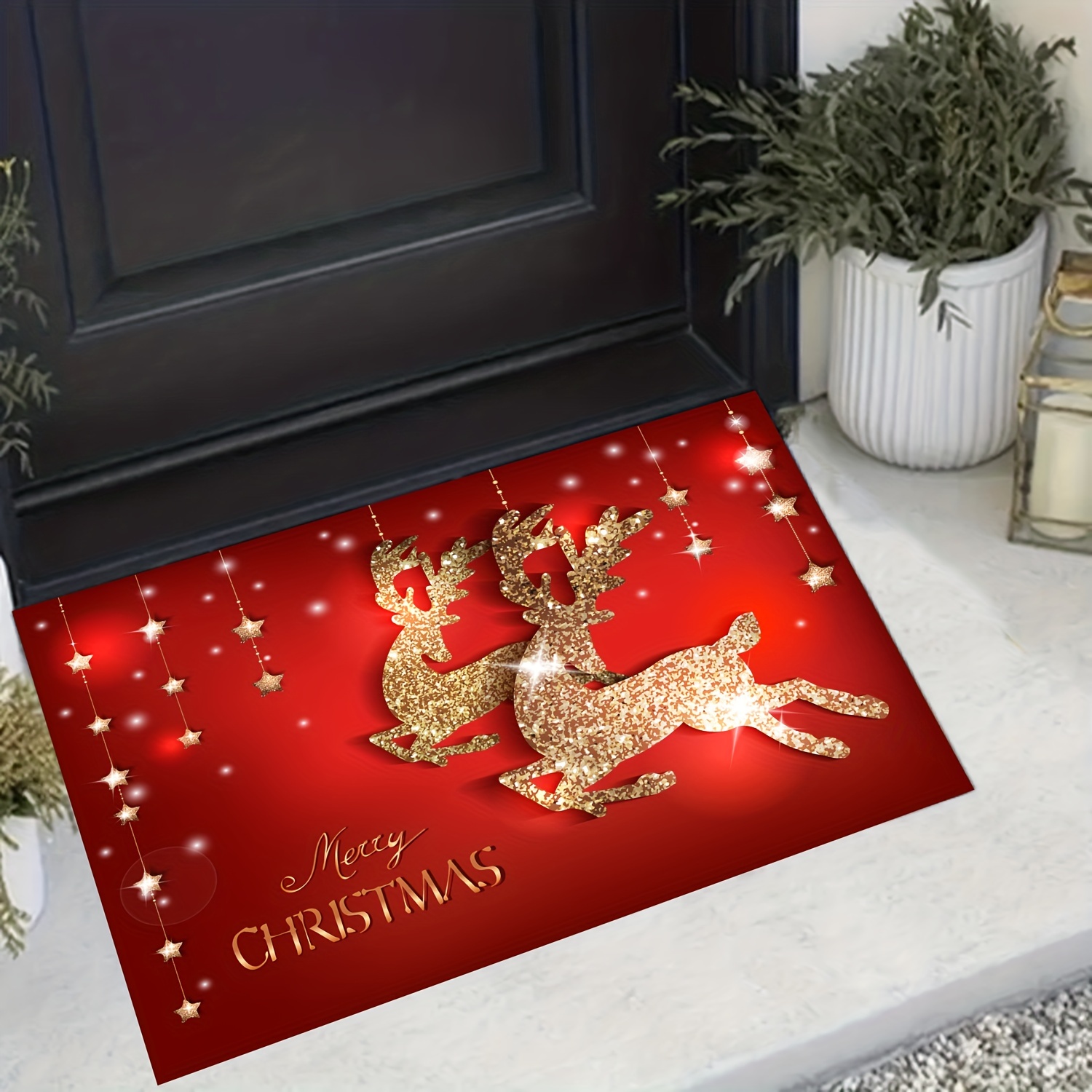 

1pc Christmas Decor Christmas Doormats Floor Mats, Anti-slip Christmas Welcome Floor Mats Christmas Tree Front Doormat For Indoor Outdoor Home Garden