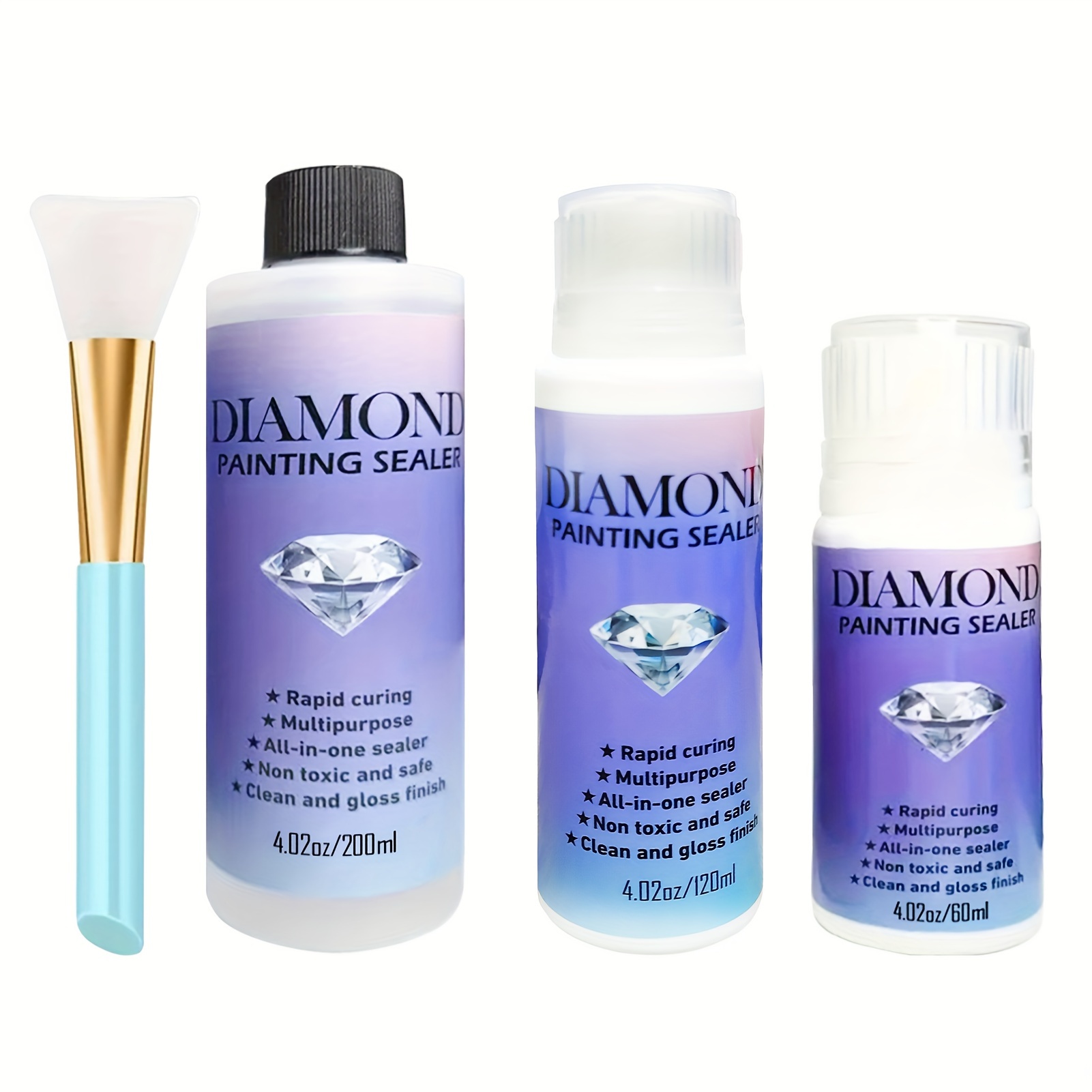NAIMOER Diamond Painting Sealer 360ML with Brushes, DIY Diamond Art Sealer  with Sponge Head, 5D Diamond Painting Accessories Permanent Hold Shine