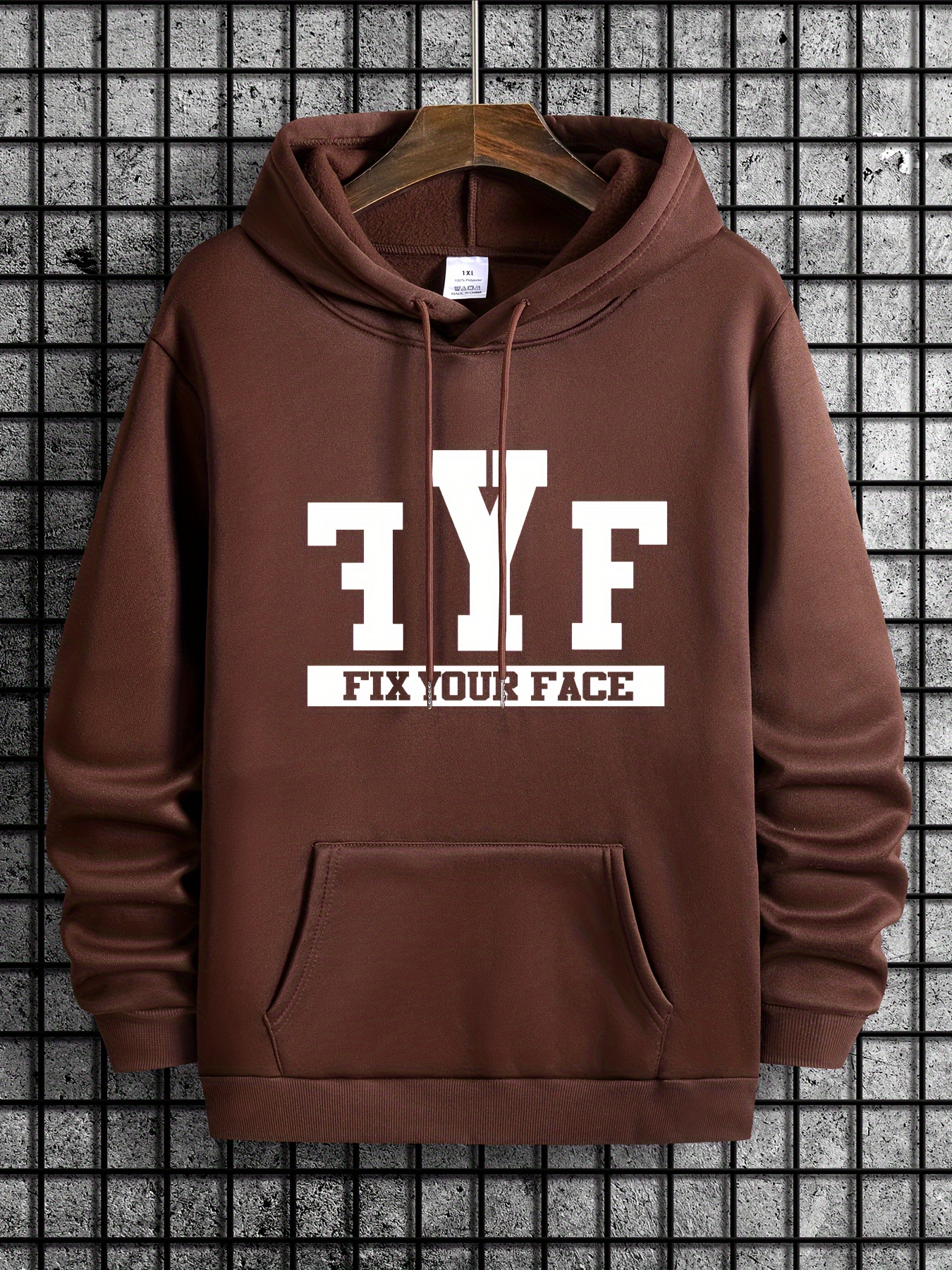 fix Face Print Plus Size Hoodies Men Graphic Hoodie Temu