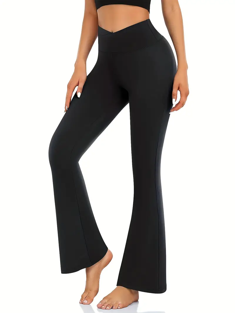 High Waist Yoga Flare Casual Crossover Bootcut Fitness - Temu