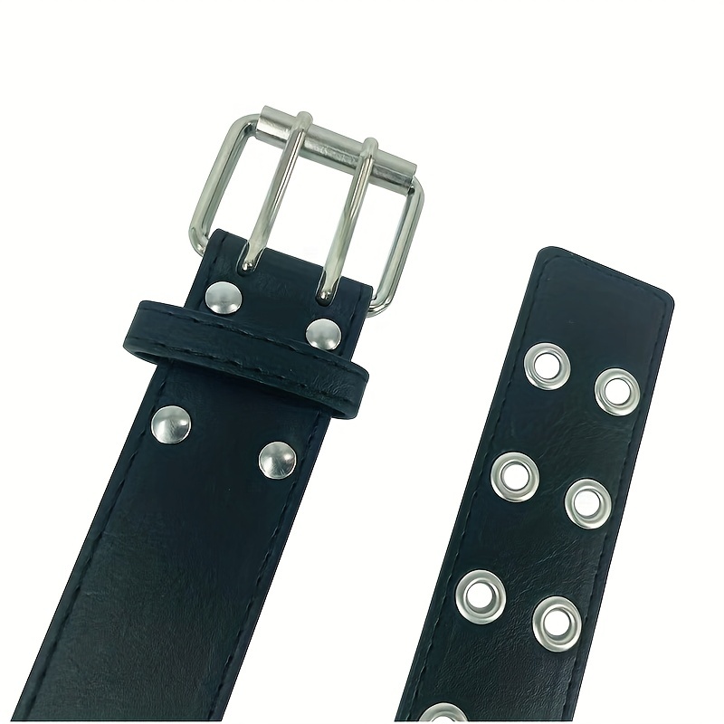 Fashion Punk Chain Belt Adjustable Black Double Single Eyelet