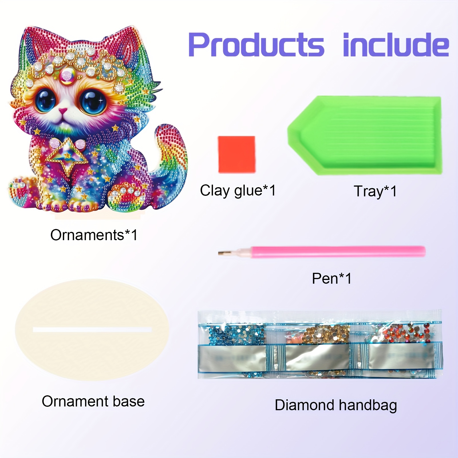 Colorful Cat Diamond Painting Desktop Decoration Ornaments - Temu