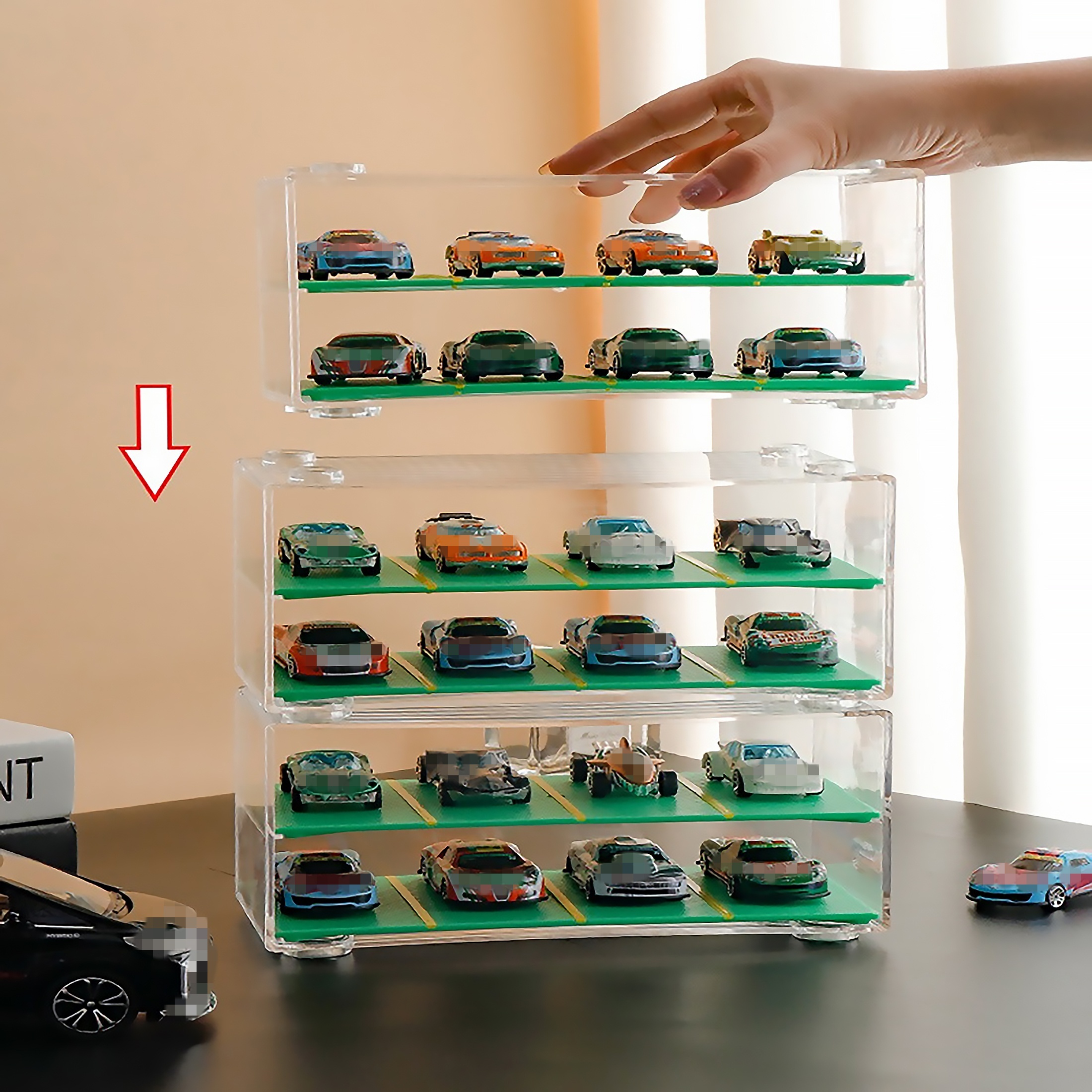 Vitrine en acrylique pour petites voitures et jouets, coffret